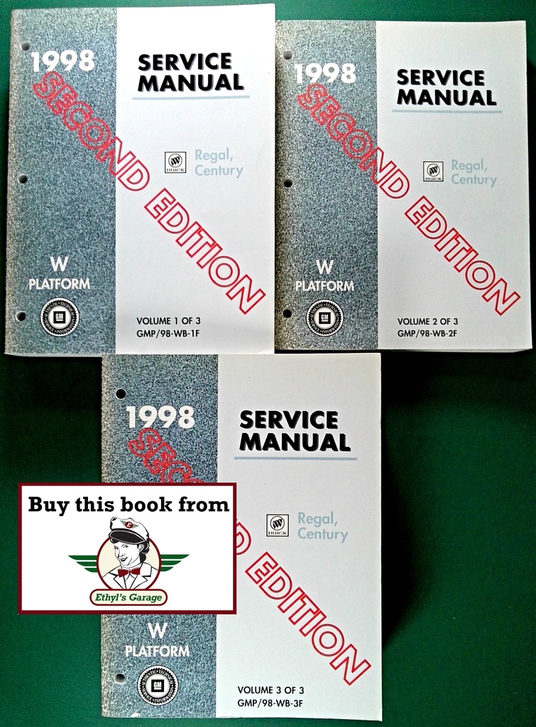 1998 Buick Regal & Century Factory OEM W Platform Shop Service Repair Manual 2nd Ed 3 Vol Set