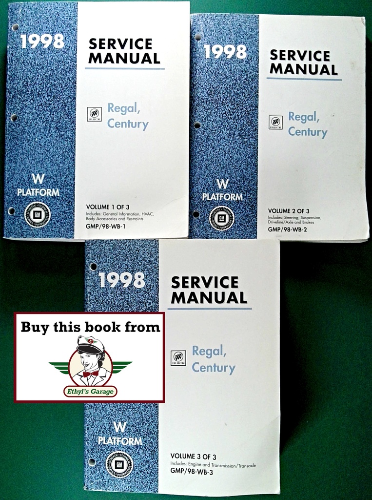 1998 Buick Regal & Century OEM Shop Service Repair Manual 3 Vol Set