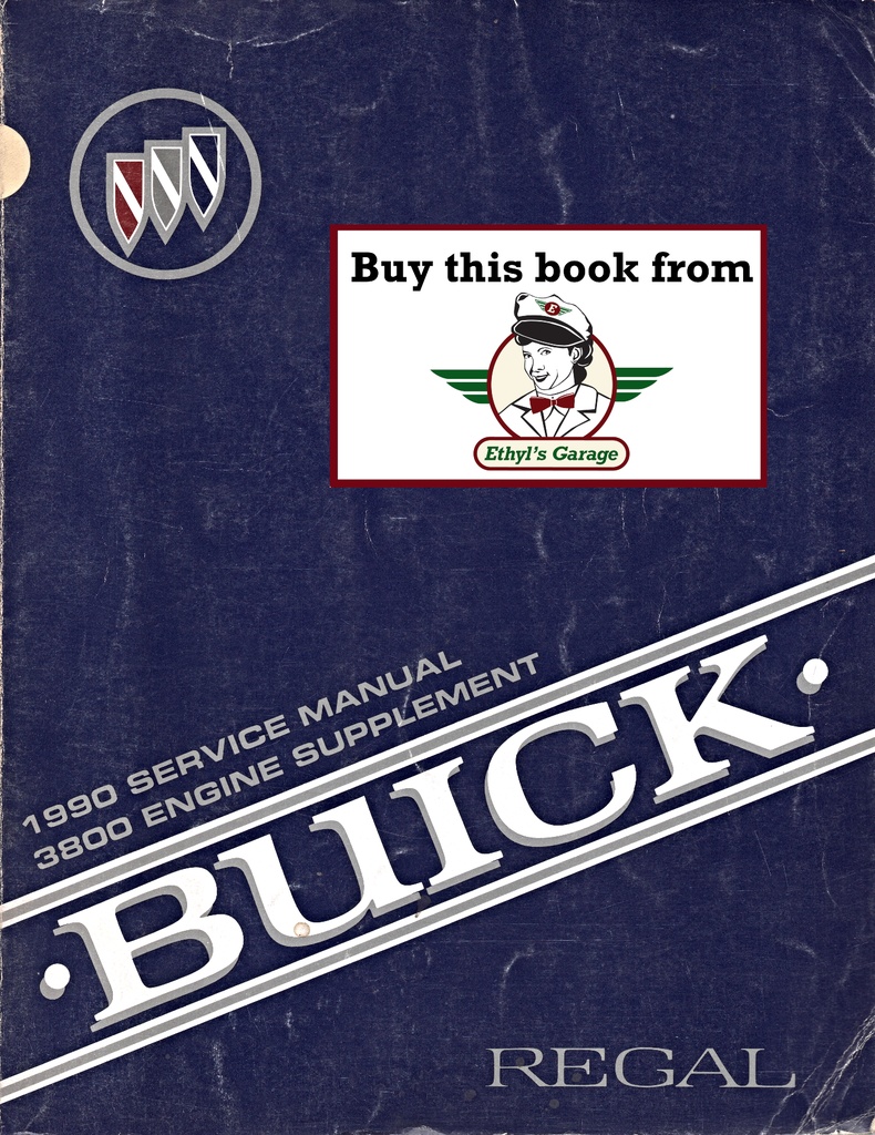 1990 Buick Regal OEM Factory Shop Service Repair Manual 3800 Engine Supplement