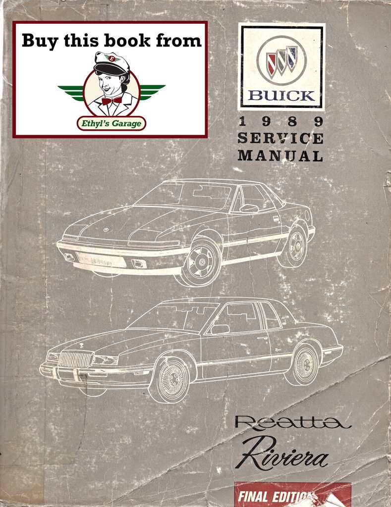 1989 Buick Riviera Reatta OEM Shop Service Repair Manual