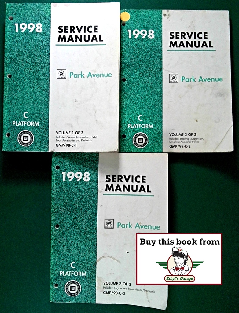 1998 Buick Park Avenue OEM Shop Service Repair Manual 3 Vol Set