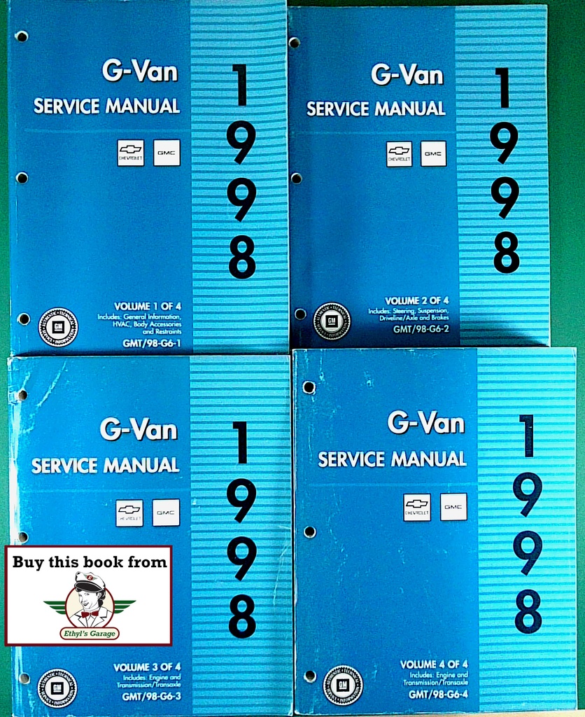1998 Chevrolet/GMC G-Van, Chevrolet Express, GMC Savana Faactory Shop Repair Service Manual 4 Vol. Set