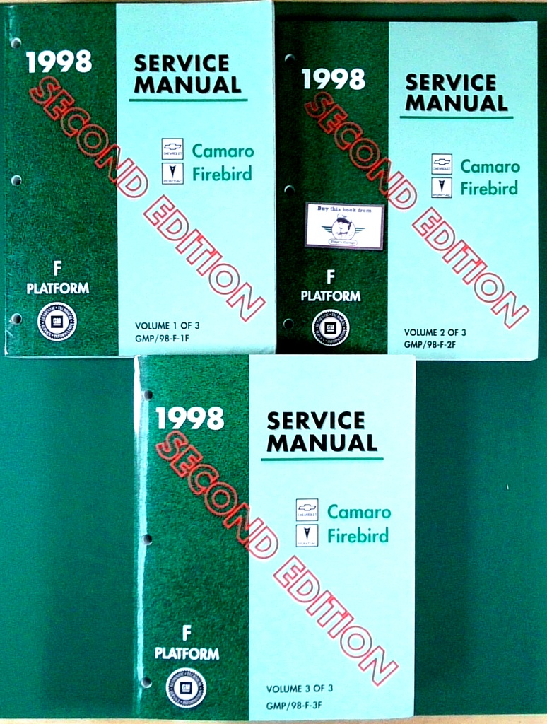 1998 Chevrolet Camaro & Pontiac Firebird & Trans Am Shop Repair Service Manual 3 Vol. Set, 2nd Ed.