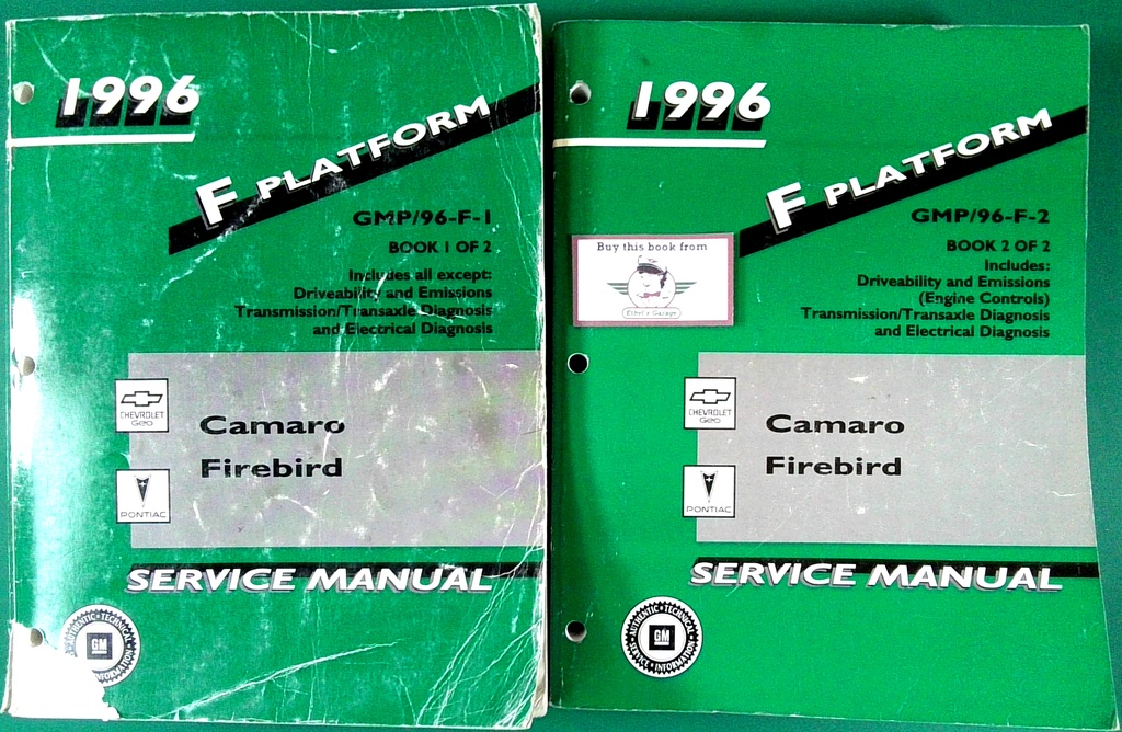 1996 Chevrolet Camaro & Pontiac Firebird & Trans Am Service Repair Manual Complete 2 Vol. Set