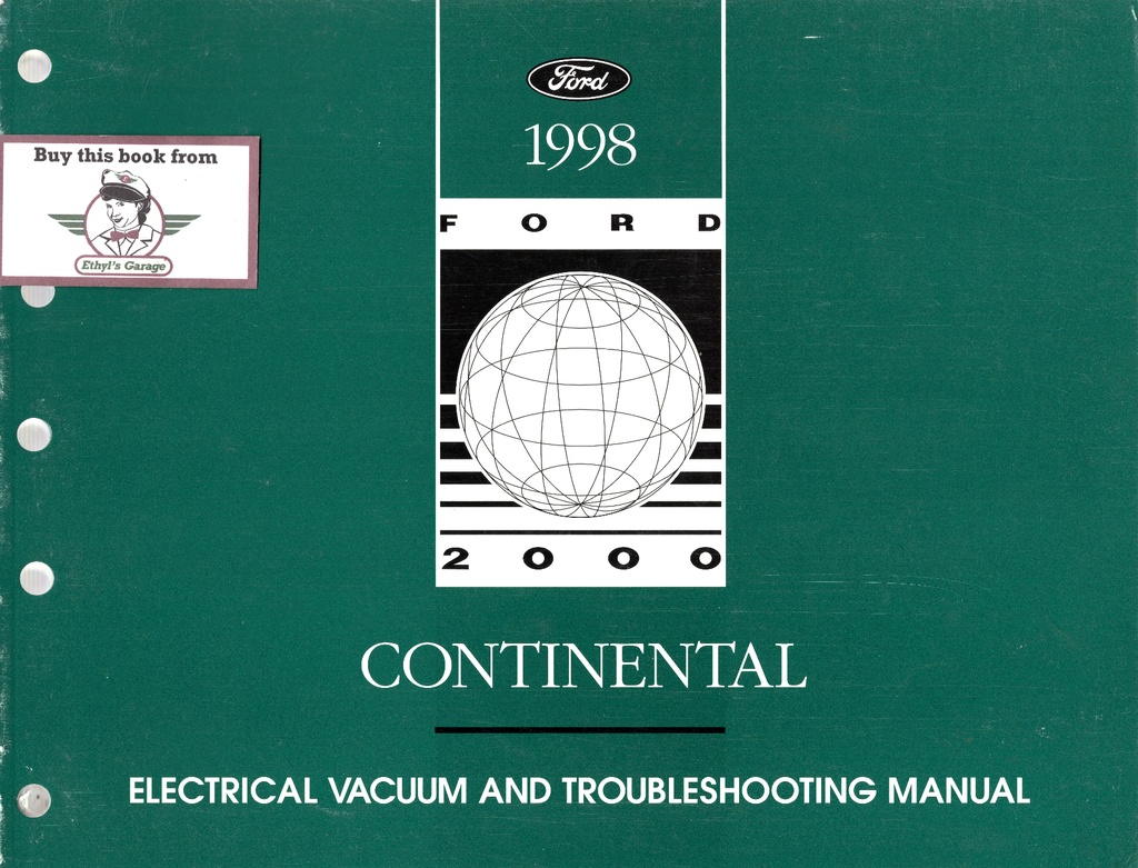 1998 Ford Lincoln Continental Electrical and Vacuum Troubleshooting Wiring Diagrams Shop Service Repair Manual EVTM