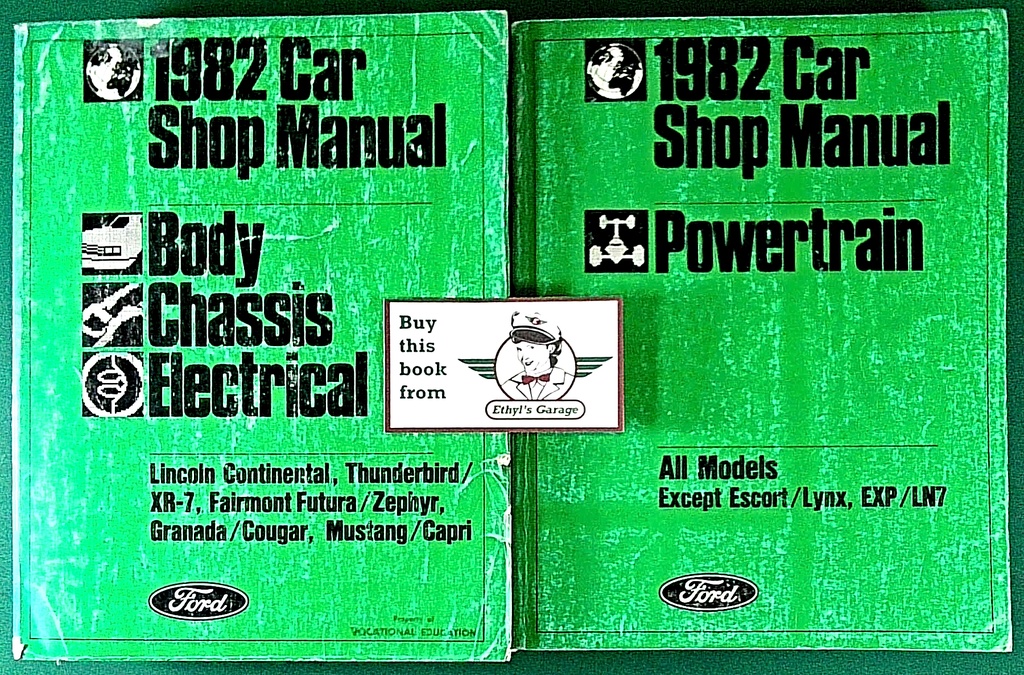 1982 Ford Mustang, Mercury Capri, & Thunderbird Factory OEM Shop Repair & Service Manual 2 Vol. Set