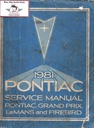 1981 Pontiac Firebird Grand Prix LeMans Factory OEM Shop Service Repair Manual