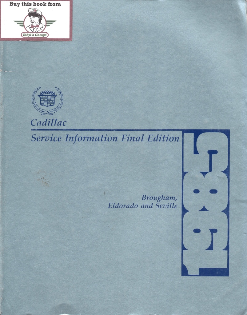 1985 Cadillac Brougham/Eldorado/Seville Factory Shop Service Repair Manual