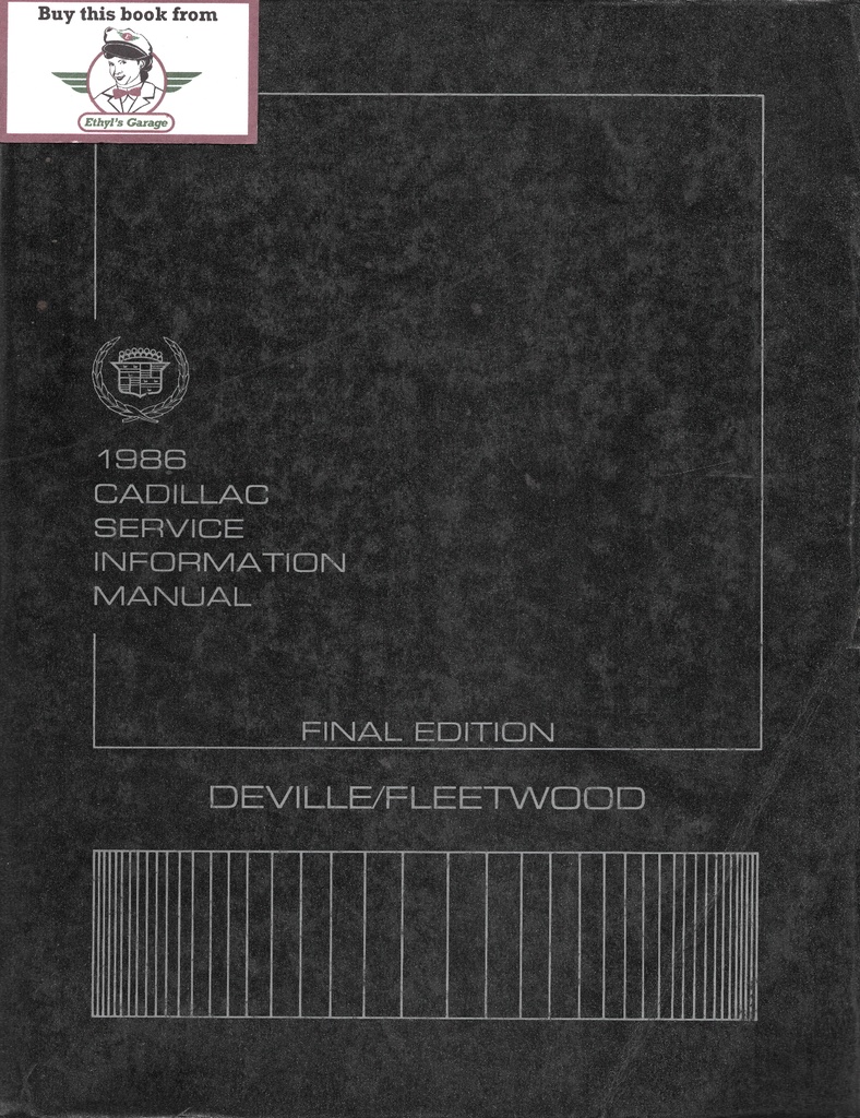 1986 Cadillac DeVille, Fleetwood Factory Shop Service Repair Manual