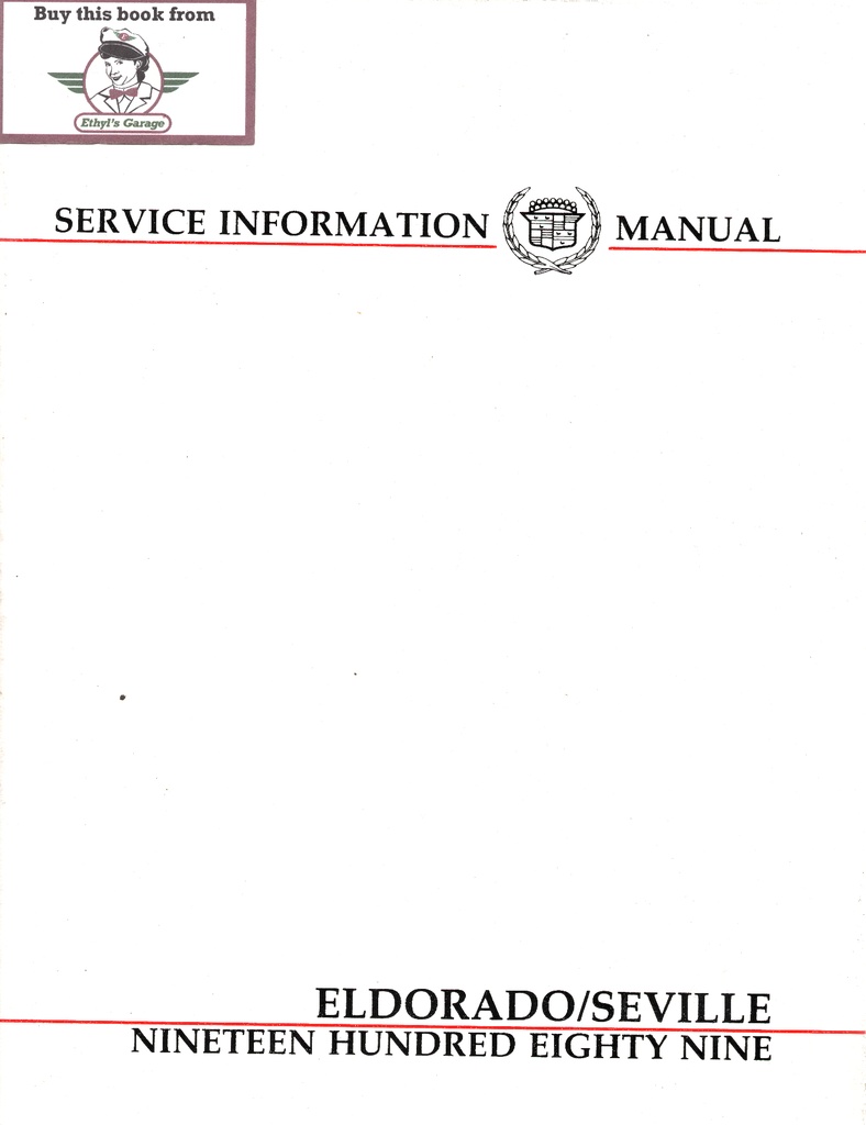 1989 Cadillac Eldorado and Seville OEM Shop Service Repair Manual
