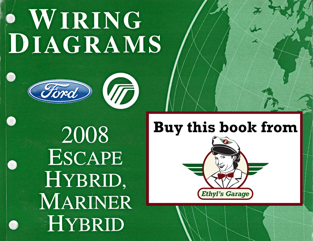 2008 Ford Escape Hybrid, Mercury Mariner Hybrid Factory Electrical Wiring Diagrams Manual