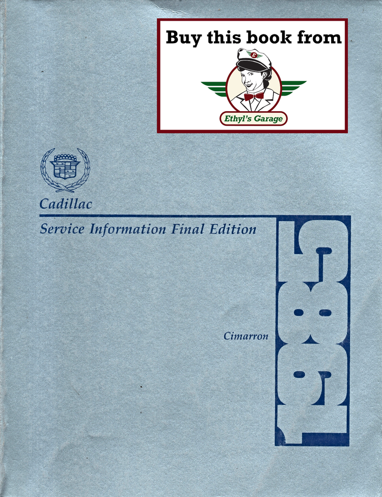 1985 Cadillac Cimarron Factory Shop Repair Service Manual