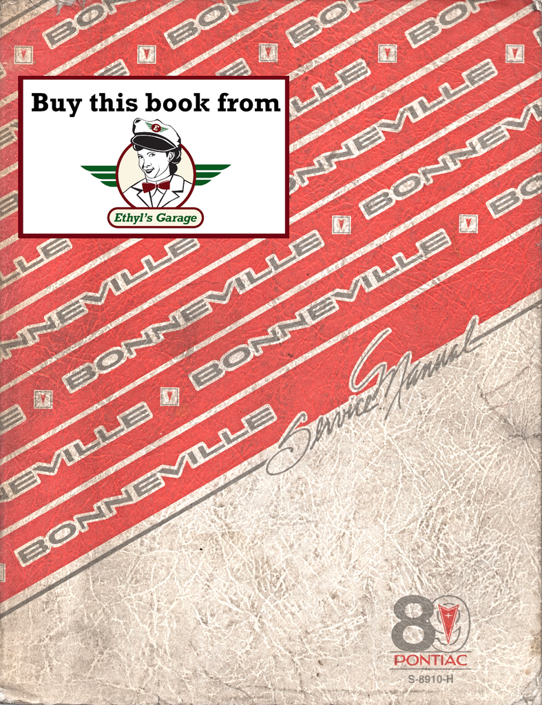 1989 Pontiac Bonneville Factory Shop Repair Service Manual