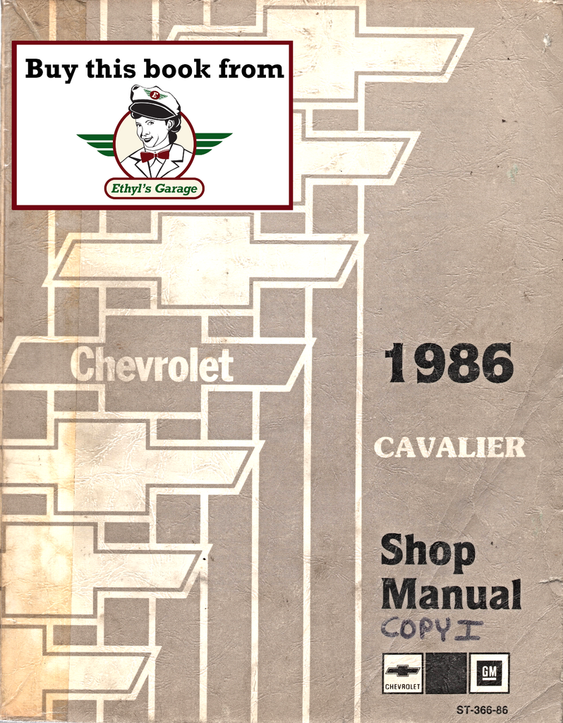 1986 Chevrolet Cavalier Factory OEM Shop Service Repair Manual