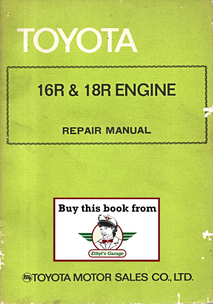 1973-1975 Toyota 16R & 18R Engines OEM Factory Shop Service Repair Manual