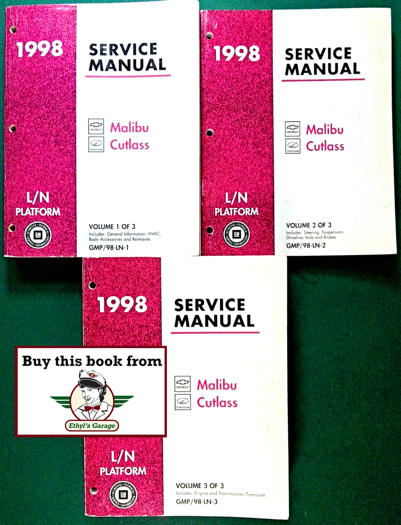 1998 Chevrolet Malibu, Oldsmobile Cutlass L/N Factory Shop Repair Service Manual 3 Vol. Set