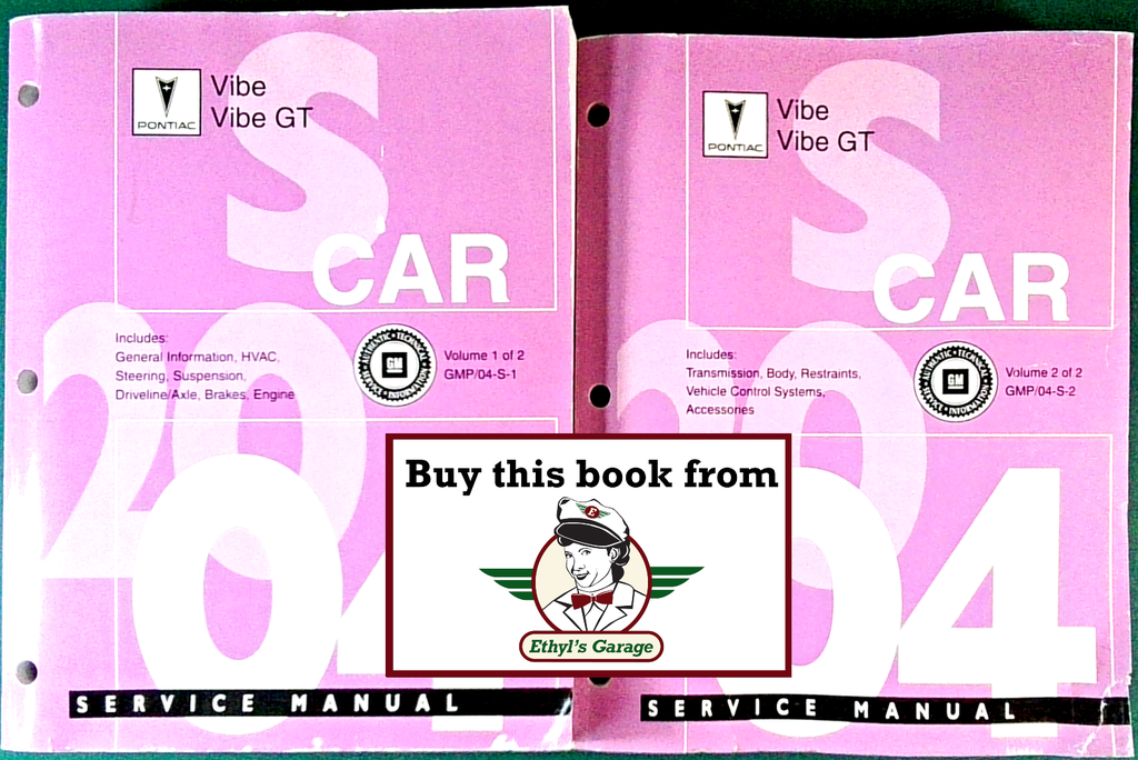 2004 Pontiac Vibe Factory Shop Repair Service Manual 2 Vol. Set