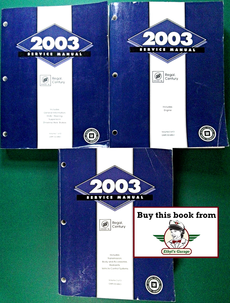 2003 Buick Regal, Century Factory Shop Repair Service Manual 3 Vol. Set