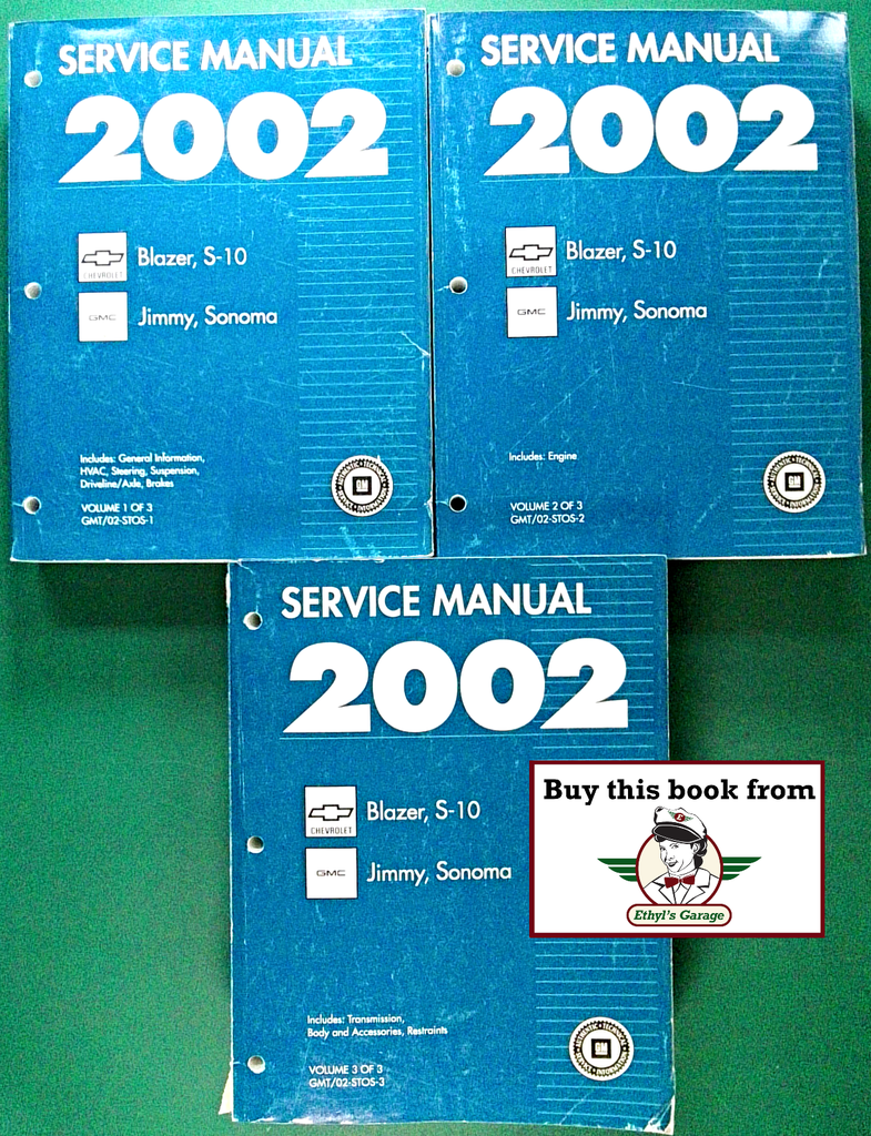2002 Chevrolet/GMC Blazer/Jimmy, S-10 Pickup/Sonoma Factory Shop Repair Service Manual 3 Vol. Set