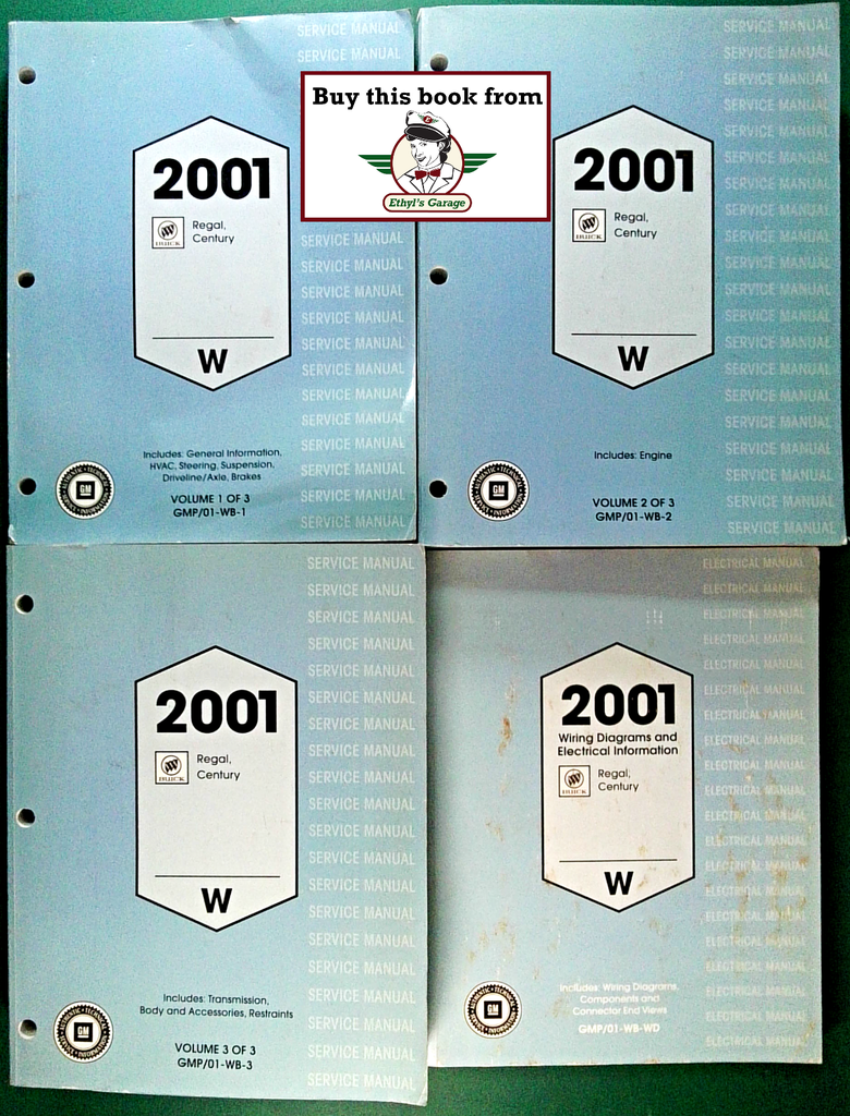 2001 Buick Regal, Century Factory Shop Repair Service Manual 4 Vol. Set