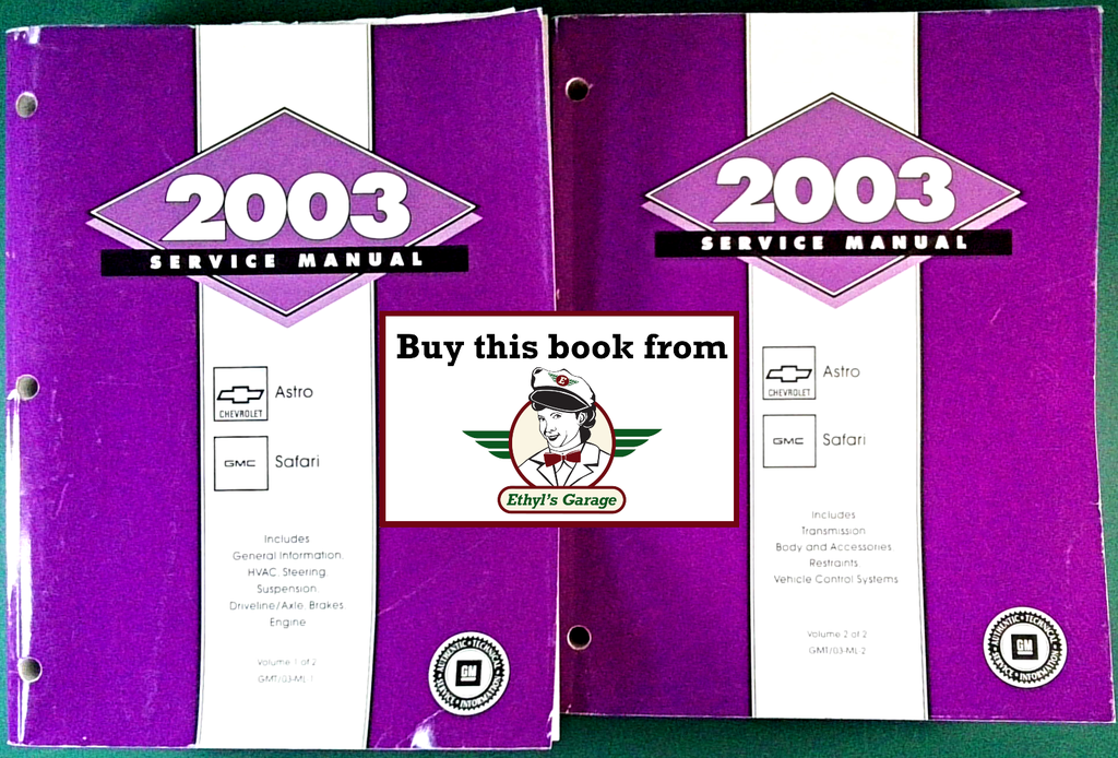 2003 Chevrolet Astro, GMC Safari Factory Shop Repair Service Manual 2 Vol. Set