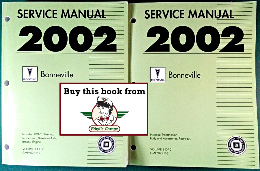 2002 Pontiac Bonneville Factory Shop Repair Service Manual 2 Vol. Set