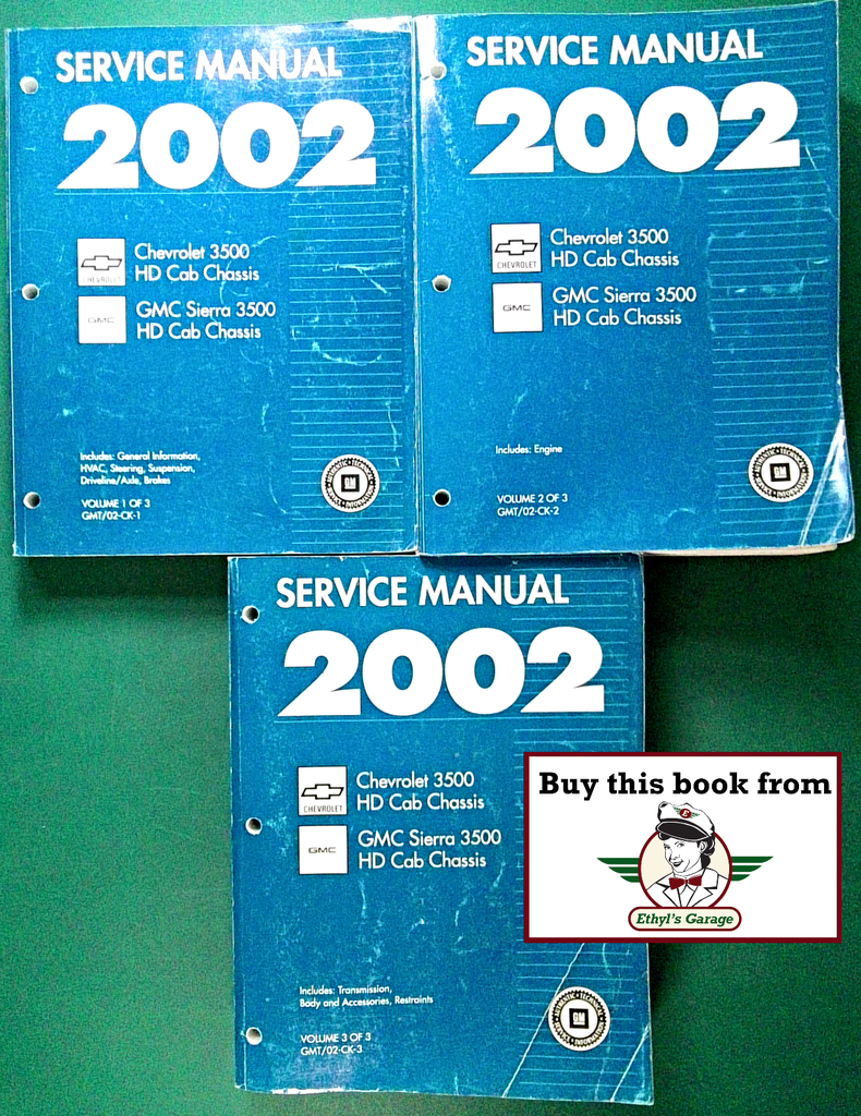 2002 Chevrolet/GMC Silverado/Sierra C/K 3500 HD Cab Chassis Factory Shop Repair Service Manual 3 Vol. Set