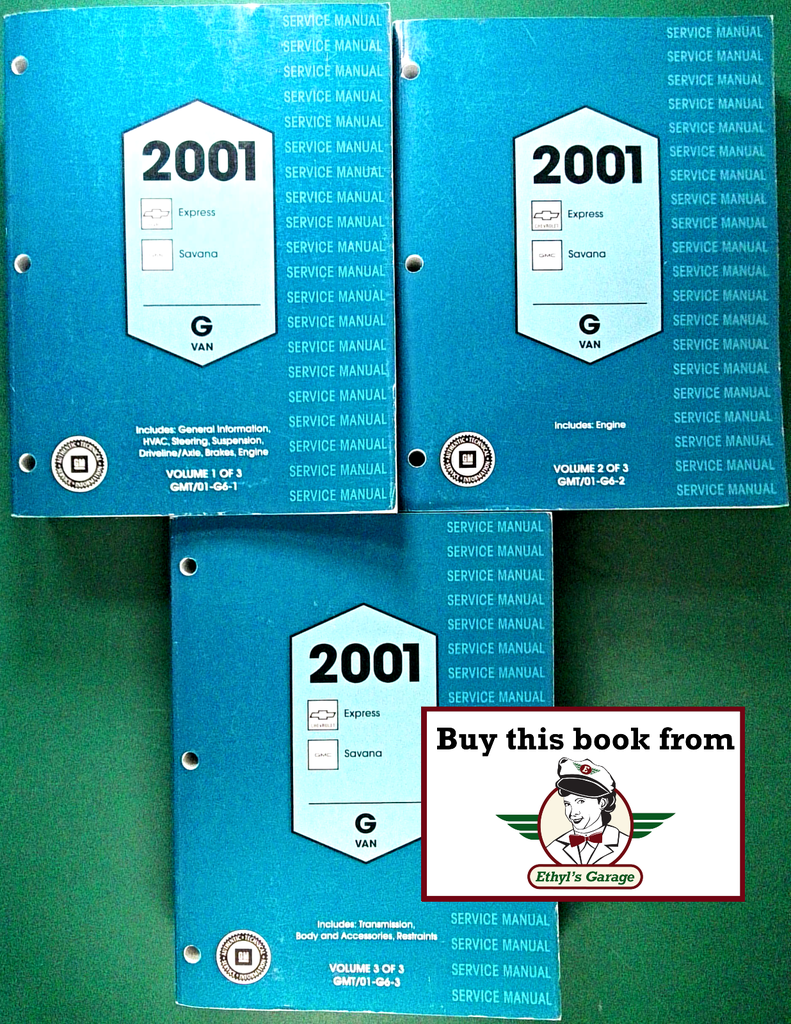 2001 Chevrolet/GMC G-Van, Chevrolet Express, GMC Savana Factory Shop Repair Service Manual Set