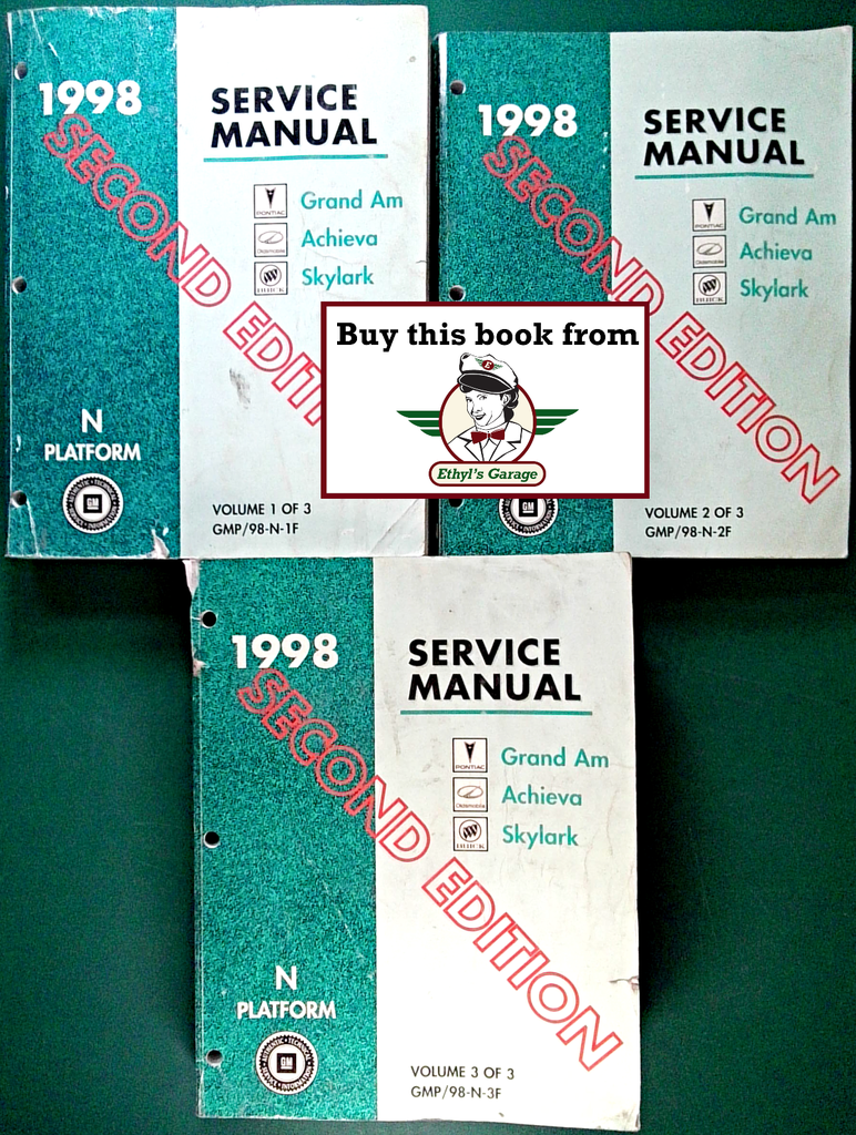 1998 Pontiac Grand Am, Oldsmobile Achieva, Buick Skylark Factory Shop Repair Service Manual 2nd Edition 3 Vol. Set