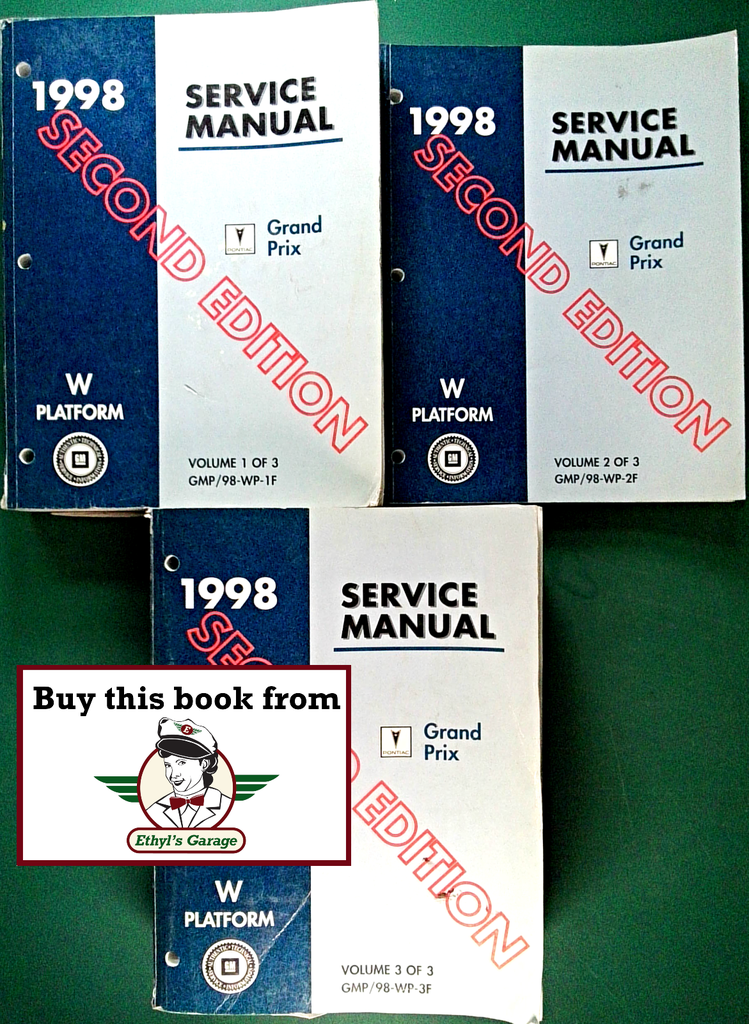 1998 Pontiac Grand Prix Factory Shop Repair Service Manual 2nd Edition 3 Vol. Set