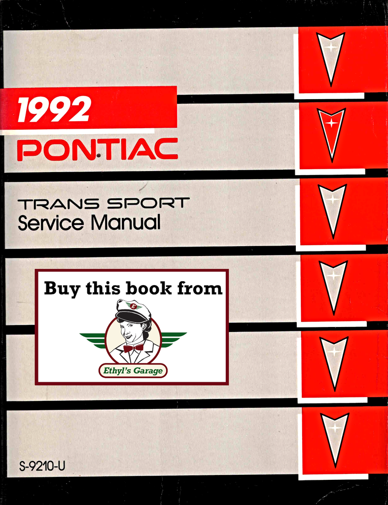 1992 Pontiac Trans Sport Factory Shop Repair Service Manual