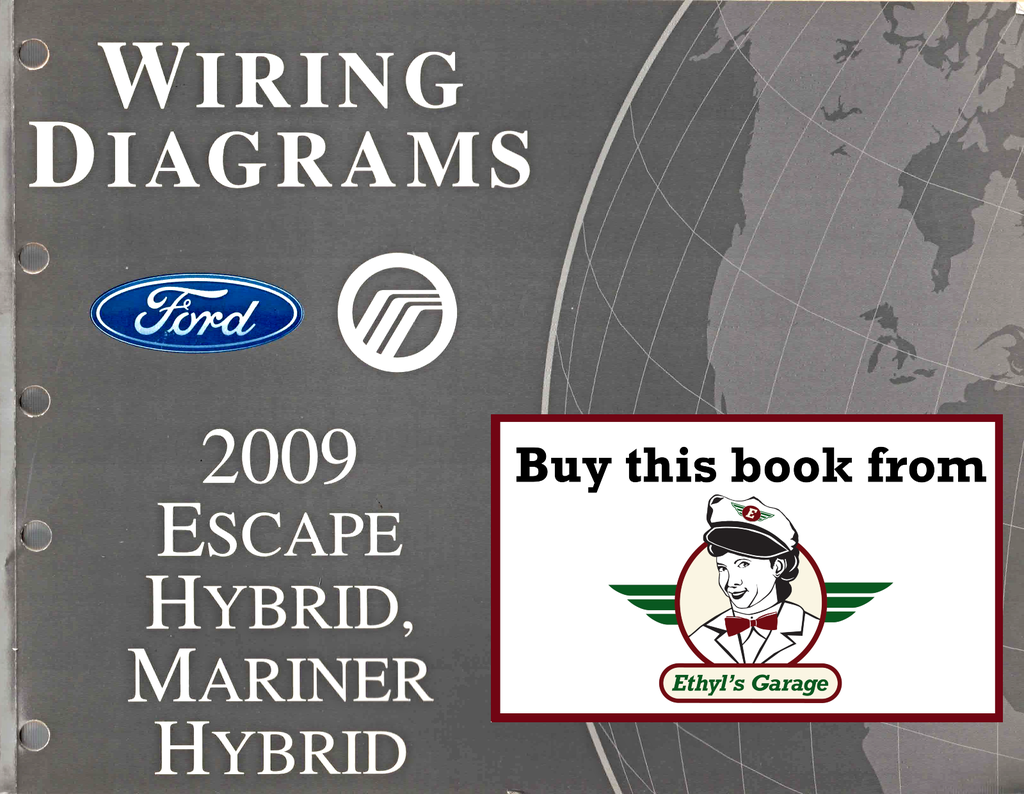 2009 Ford Escape Hybrid, Mercury Mariner Hybrid Factory Electrical Wiring Diagrams Manual