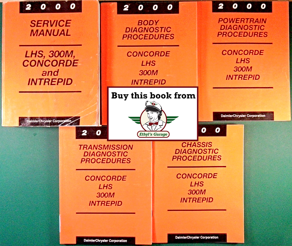 2000 Chrysler LHS, 300M, Concorde and Dodge Intrepid Factory Shop Repair Service & Diagnostic Manuals 5 Vol. Set