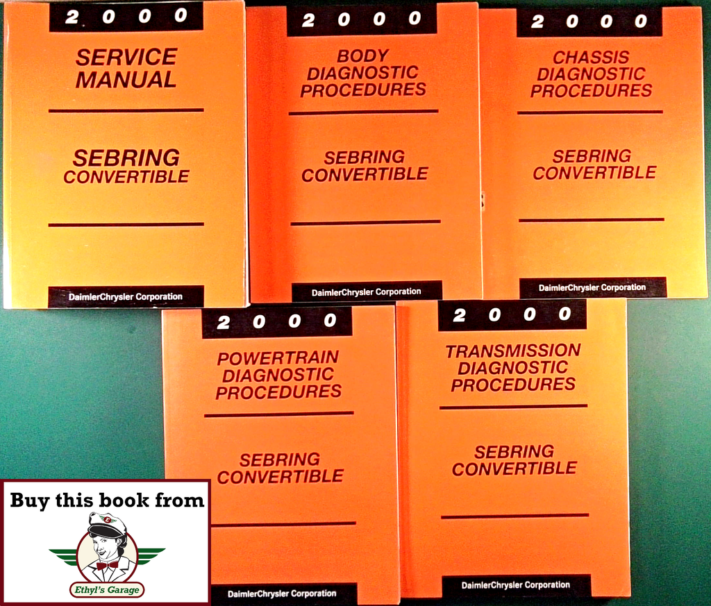 2000 Chrysler Sebring Convertible Factory Shop Repair Service & Diagnostic Manuals 5 Vol. Set