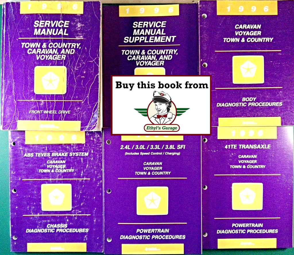 1996 Chrysler Town & Country, Dodge Caravan, and Plymouth Voyager Factory Shop Repair Service & Diagnostic Manuals Set