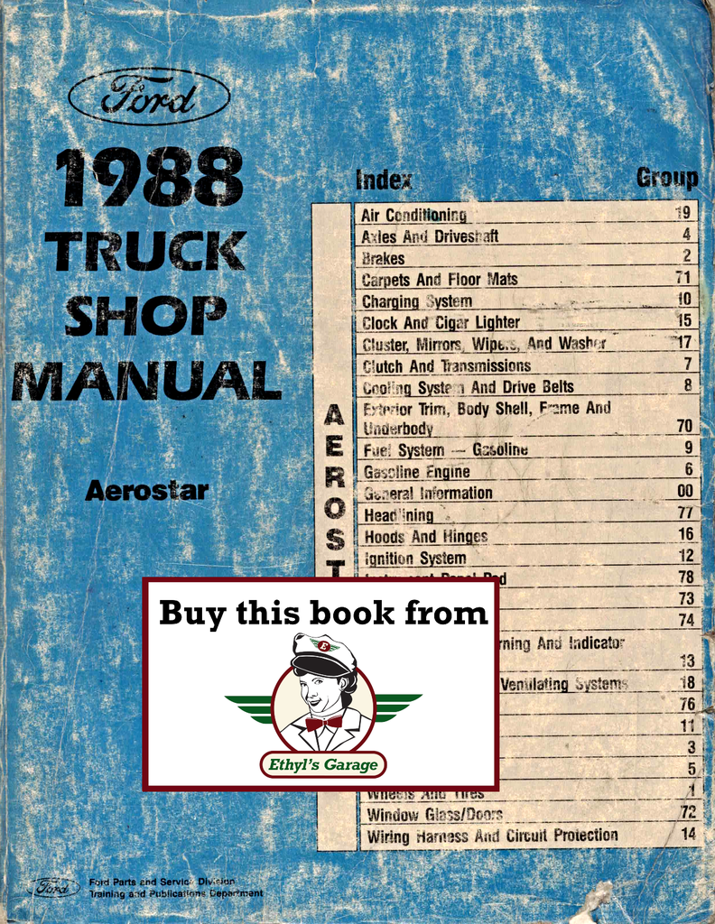 1988 Ford Aerostar Factory Shop Service Repair Manual
