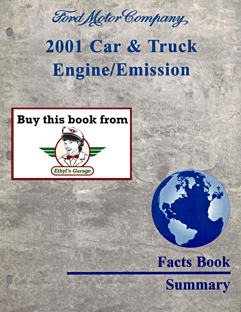2001 Ford Car & Truck Factory Engine/Emissions Facts Book Summary