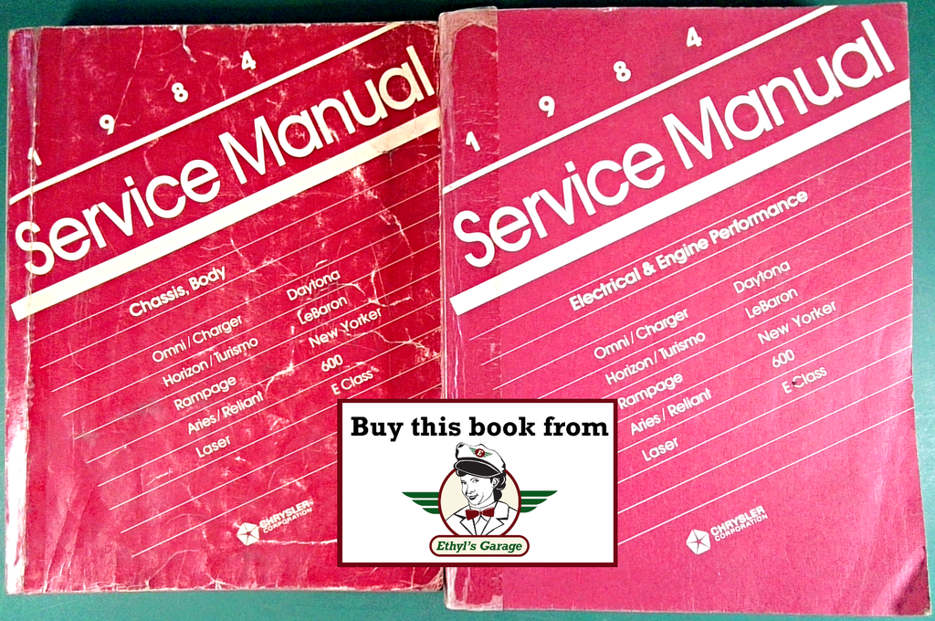 1984 Chrysler/Dodge/Plymouth FWD Service Manual Set--Omni/Horizon/Charger/Tourismo, Rampage, Aries/Reliant, Laser/Daytona, 600/E-Class, LeBaron/New Yorker