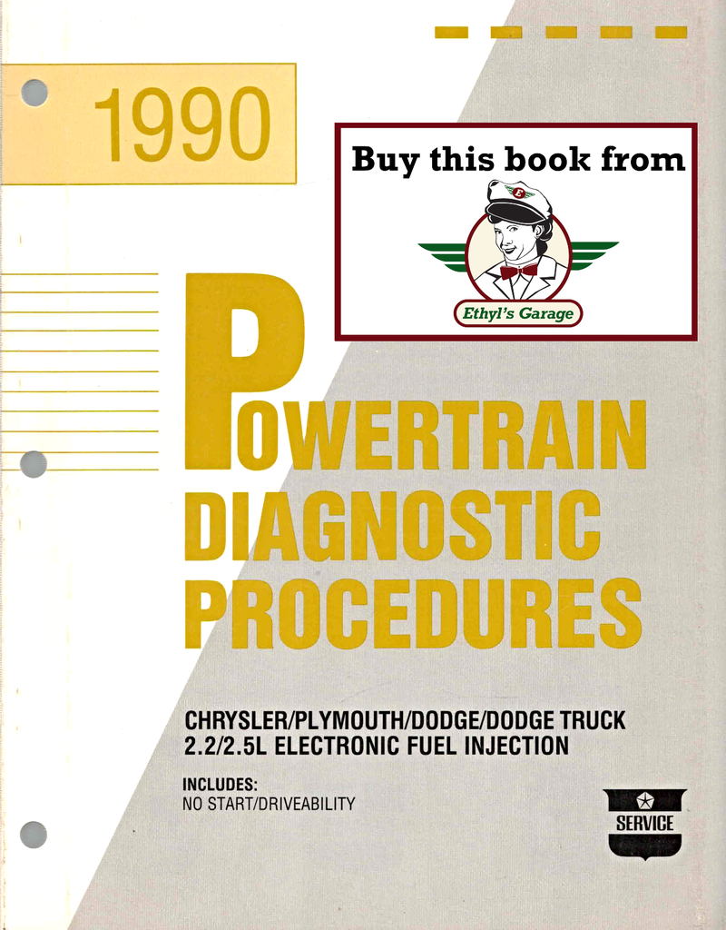 1990 Chrysler/Dodge/Plymouth 2.2L/2.5L E.F.I. Powertrain Diagnostic Procedures Factory Service Manual
