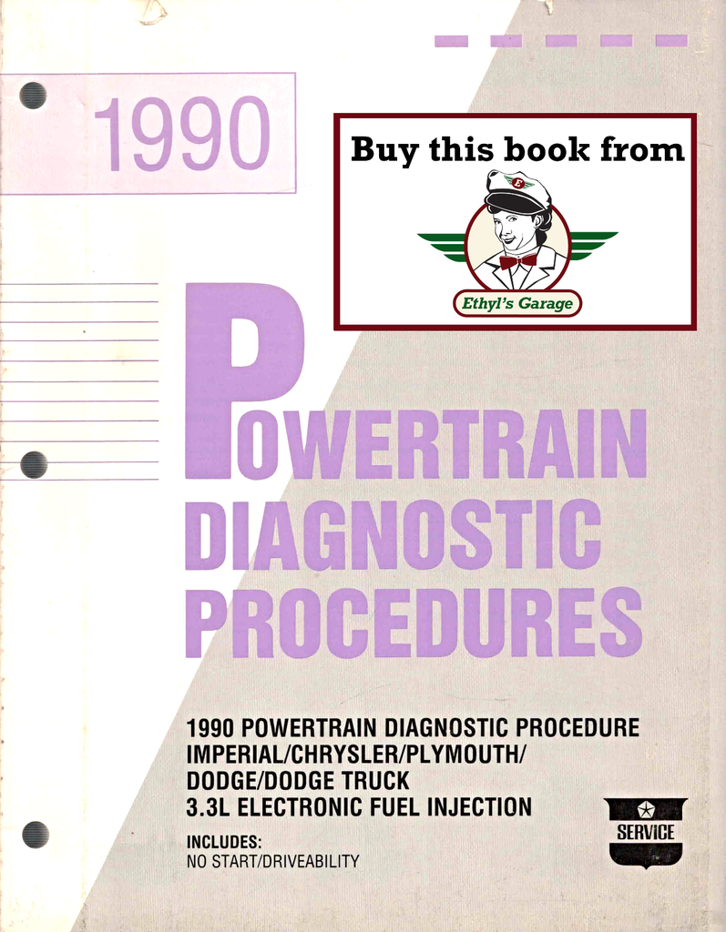 1990 Chrysler/Dodge/Plymouth 3.3L E.F.I. Powertrain Diagnostic Procedures Factory Service Manual