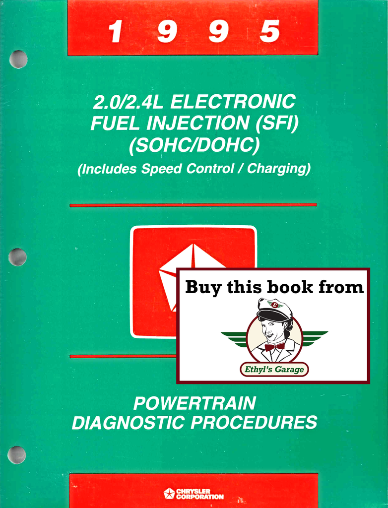1995 Chrysler/Dodge/Eagle/Plymouth 2.0L/2.4L Electronic Fuel Injection SFI SOHC/DOHC Powertrain Diagnostic Procedures Factory Service Manual