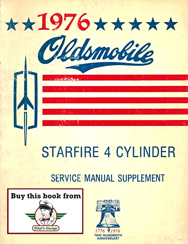 1976 Oldsmobile Starfire 4 Cylinder Factory Shop Service Manual Supplement