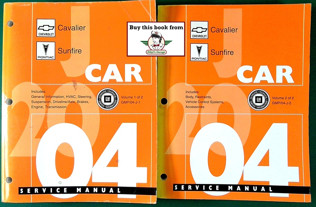 2004 Chevrolet Cavalier, Pontiac Sunfire Factory Shop Repair Service Manual 2 Vol. Set