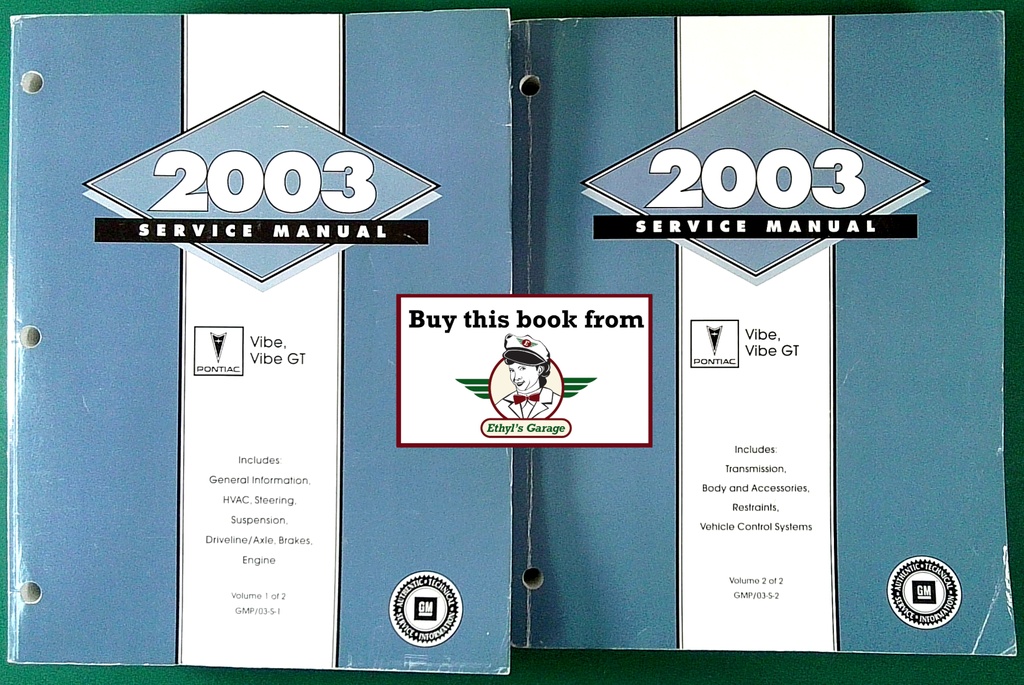 2003 Pontiac Vibe Shop Repair Maintenance Service Manual 2 Vol. Set