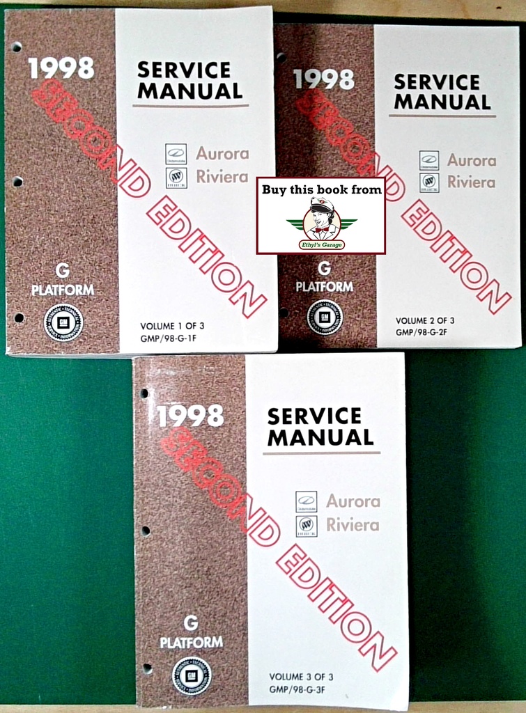 1998 Oldsmobile Aurora Buick Riviera G Platform 2nd Edition OEM Shop Service Repair Manual 3 Vol Set