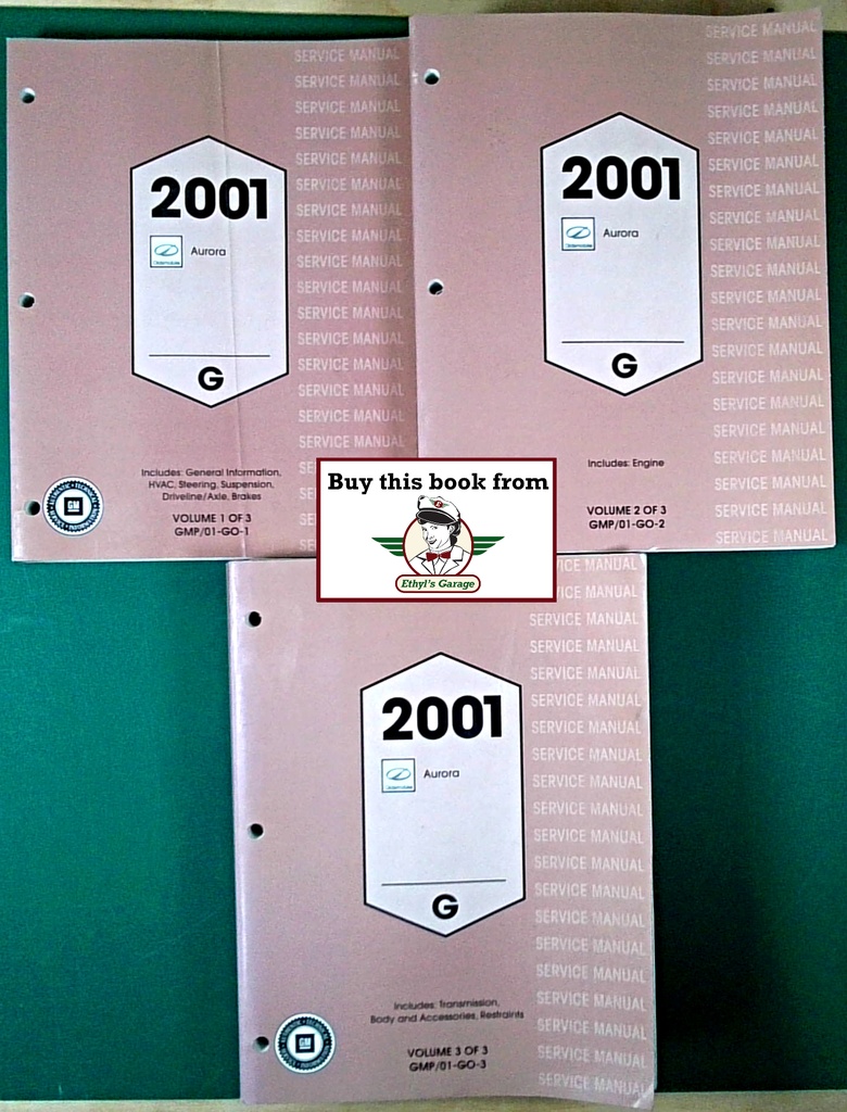 2001 Oldsmobile Aurora G Platform OEM Shop Service Repair Manual 3 Vol Set