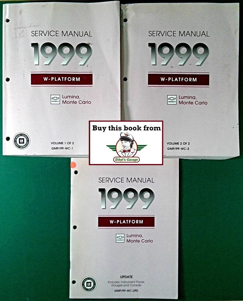 1999 Chevrolet Lumina & Monte Carlo W-Platform Shop Repair Maintenance Service Manual 3 Vol. Set