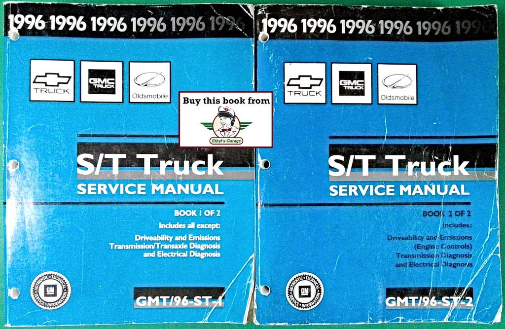 1996 Chevrolet/GMC/Oldsmobile Light Duty Truck S-10 S-15 S/T Models Pickup Sonoma Blazer Jimmy Bravada Shop Repair Service Manual 2 Vol Set