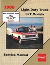 1988 GMC Truck Light Duty S-15 Pickup Jimmy S Series Models Shop Repair Service Manual