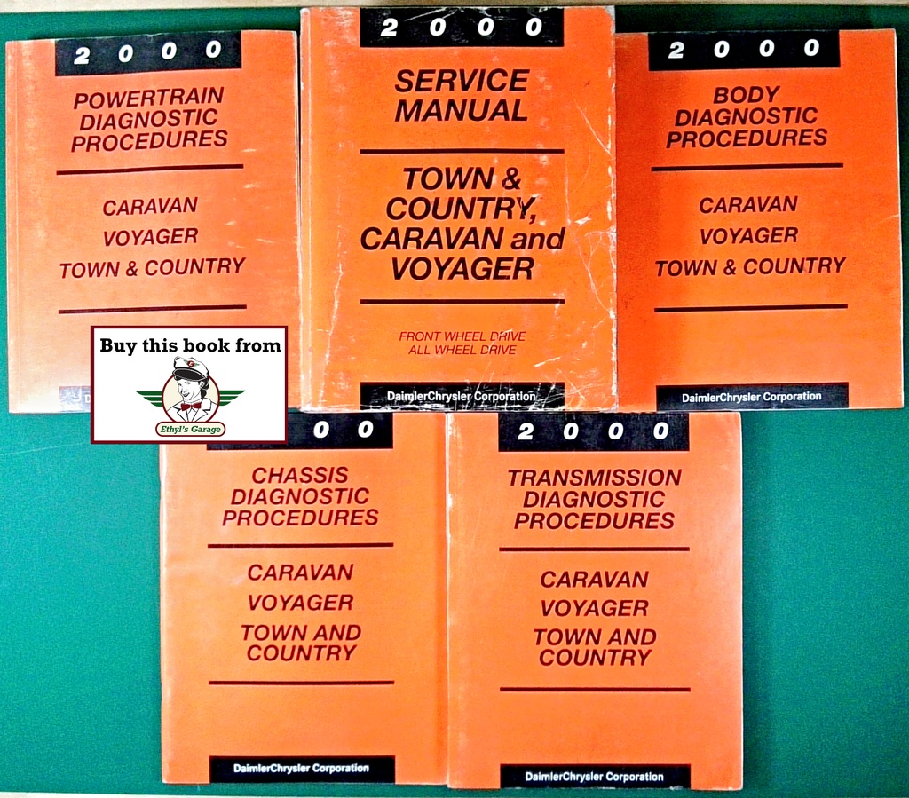 2000 Chrysler Town & Country, Dodge Caravan, Plymouth Voyager Factory Shop Repair Service and Diagnostics Manuals 5 Vol. Set